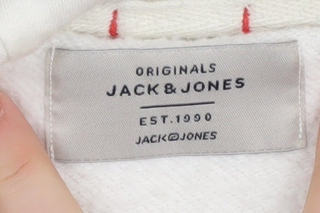 Jack & Jones Men's White Pullover Hoodie M