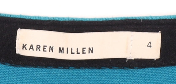 Karen Millen Women's Black Striped Peplum Dress, Size 4