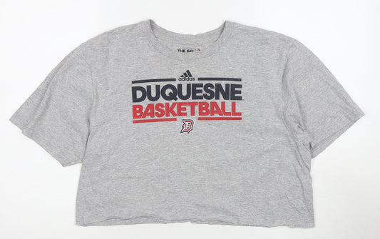 Unisex Adultss UK Size L adidas Grey Cotton Blend T-Shirt