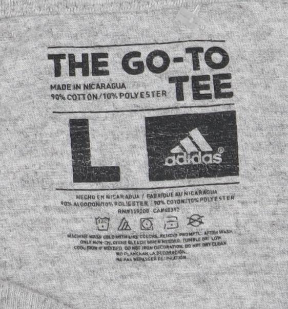 Adidas Grey Sports T-Shirt L Unisex Casual