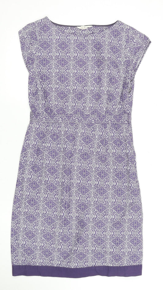 White Stuff Women's Purple Geometric Shift Dress Size 8