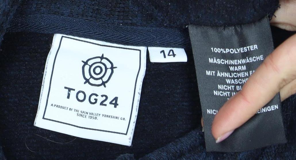 Tog24 Women's Blue Basic Jacket Size 14 Zip Detail