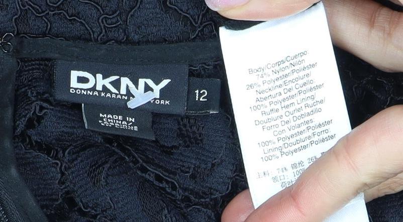 DKNY Women's Black Lace A-Line Dress Size 12