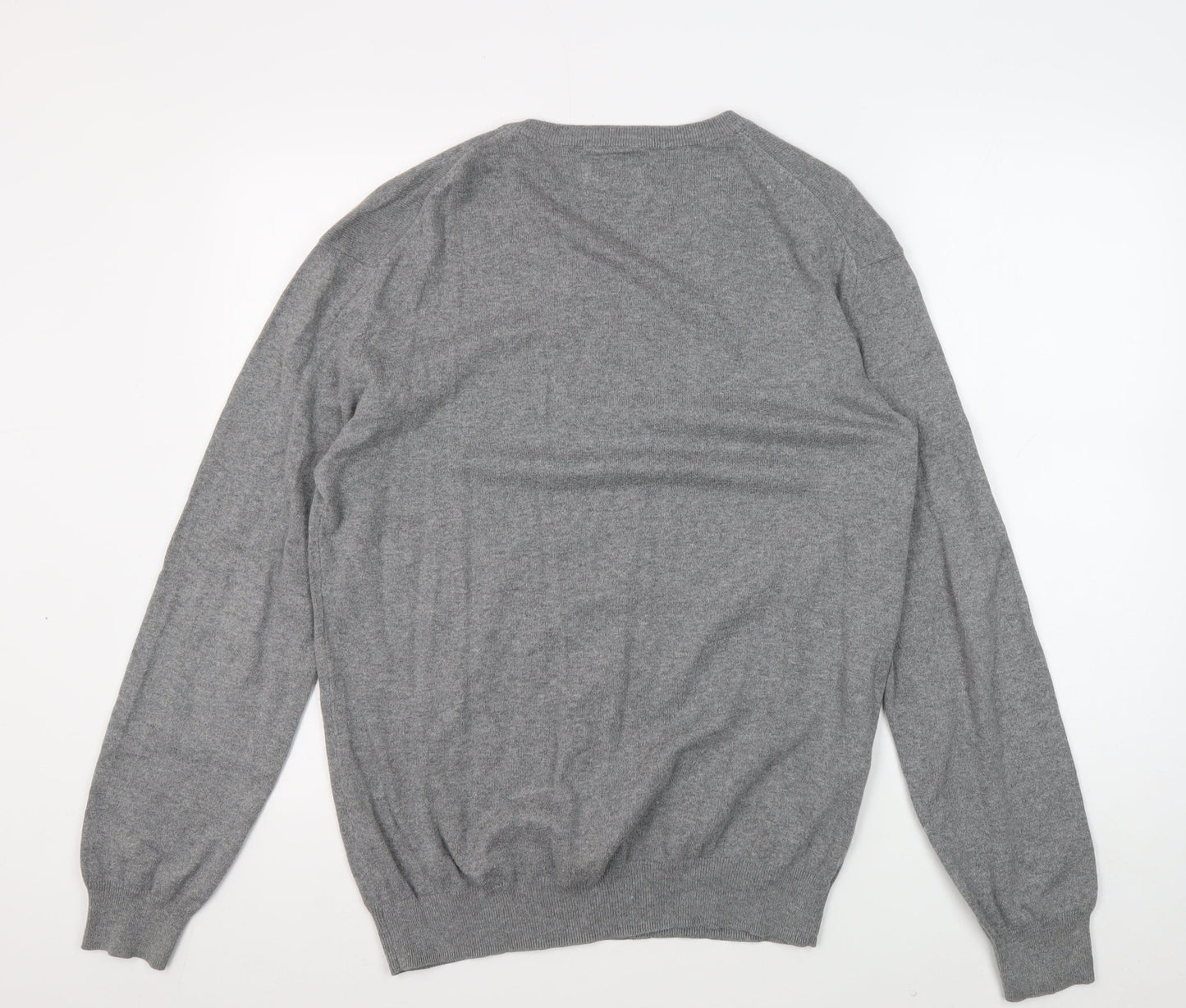 Jeff Banks Men’s Grey V-Neck Medium Pullover Cotton Cashmere