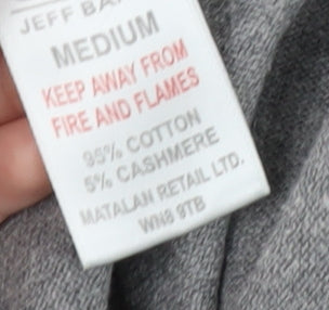 Jeff Banks Men’s Grey V-Neck Medium Pullover Cotton Cashmere