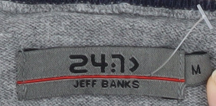 Jeff Banks Men’s Grey V-Neck Medium Pullover Cotton Cashmere