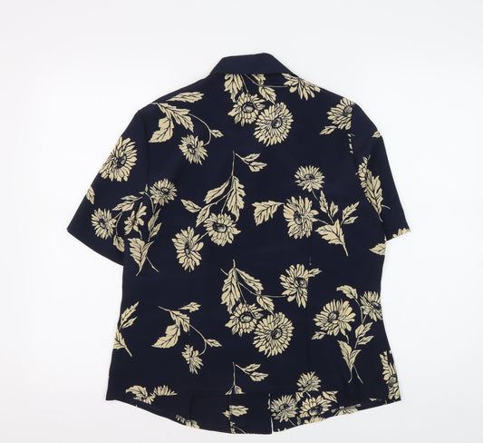 Eastex Women's Blue Floral Button-Up Tunic Size 12