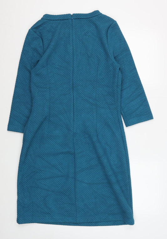 Boden Women's Blue Sheath Dress, Size 12, Textured Style