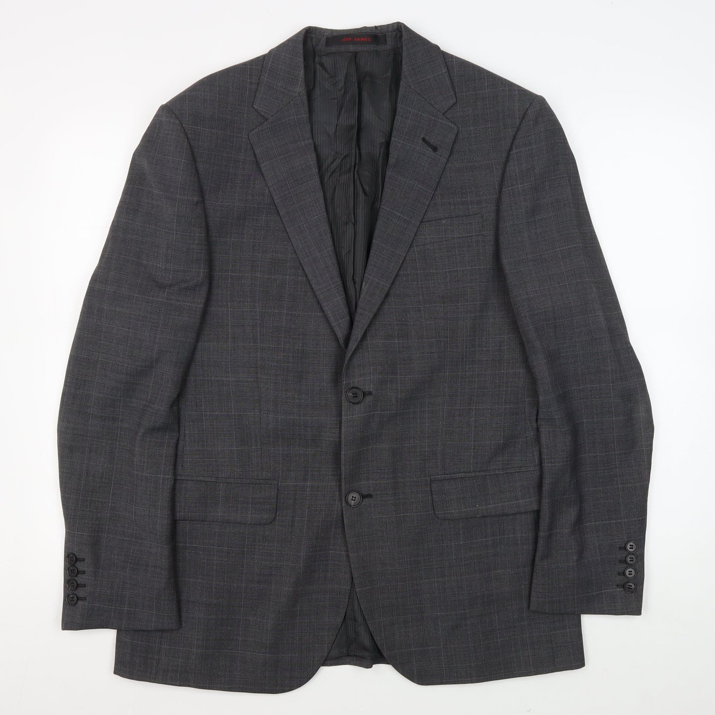 Jeff Banks Men's Grey Check Blazer, Size 40R, Elegant Style