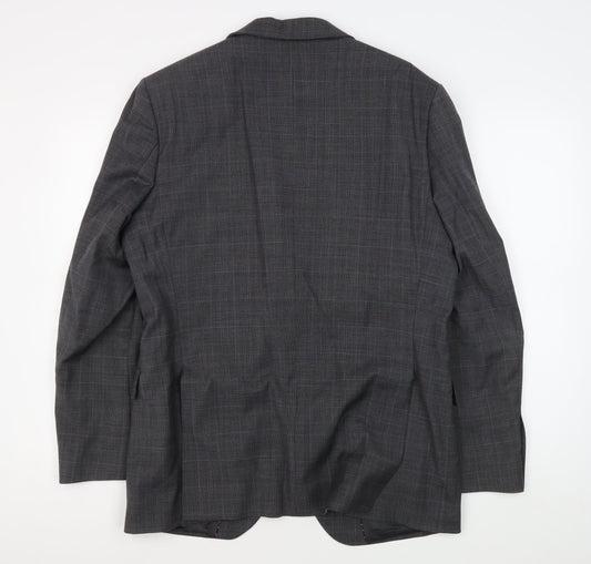 Jeff Banks Men's Grey Check Blazer, Size 40R, Elegant Style