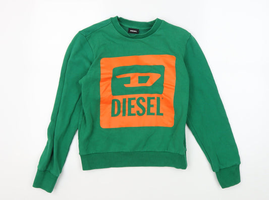 Diesel Women's Green Pullover Logo Sweatshirt Size 12