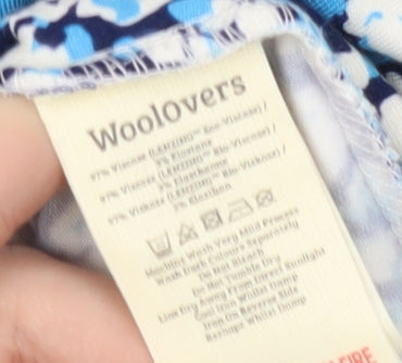 WoolOvers Women's Blue Floral 3/4 Sleeve Blouse Medium