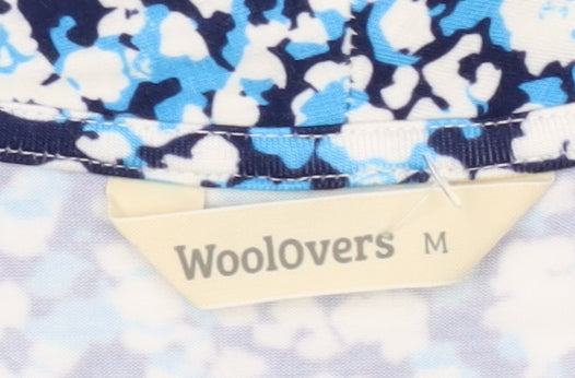 WoolOvers Women's Blue Floral 3/4 Sleeve Blouse Medium
