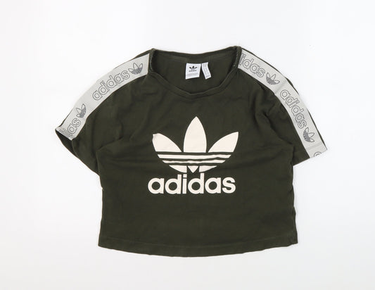Adidas Women's Green Crop T-Shirt UK 8