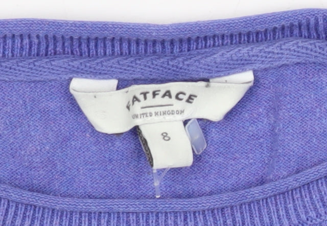 FatFace Women's Purple Pullover Jumper, Size 8, Boat Neck