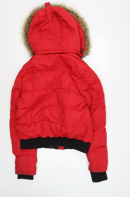 Superdry Women's Red Puffer Jacket Size 14