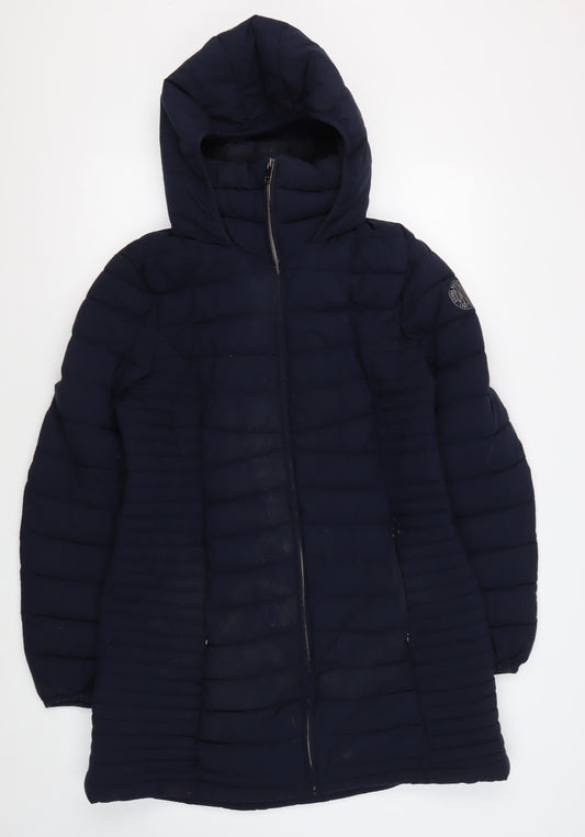 DKNY Women's Black Puffer Jacket L Hooded Casual Winter