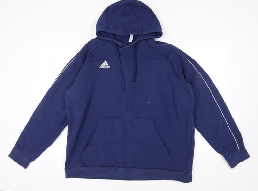 Adidas Men's Blue 2XL Pullover Hoodie with Logo