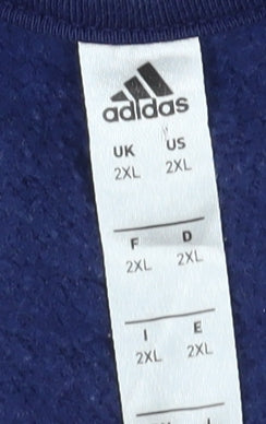 Adidas Men's Blue 2XL Pullover Hoodie with Logo