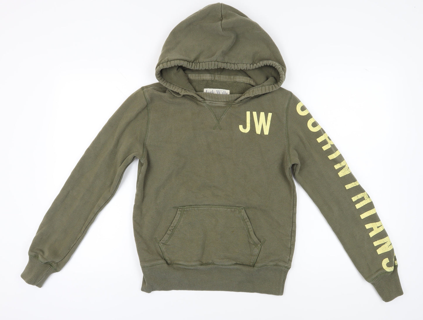 Jack Wills Women's Green Hoodie Size 10 Pullover