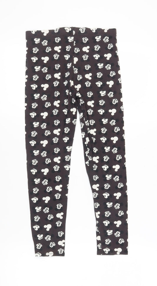 Disney Girls Black Mickey Leggings 12-13 Years Ankle-Length