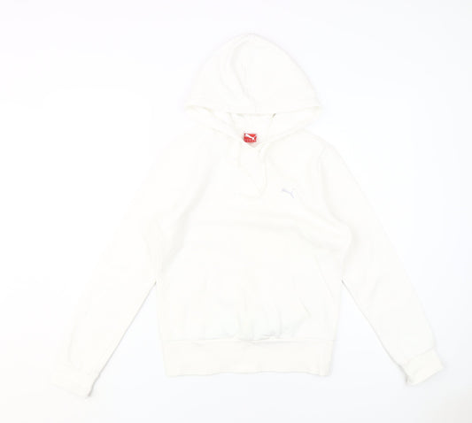 Puma Women's White Hoodie Size 10 Pullover Logo Casual
