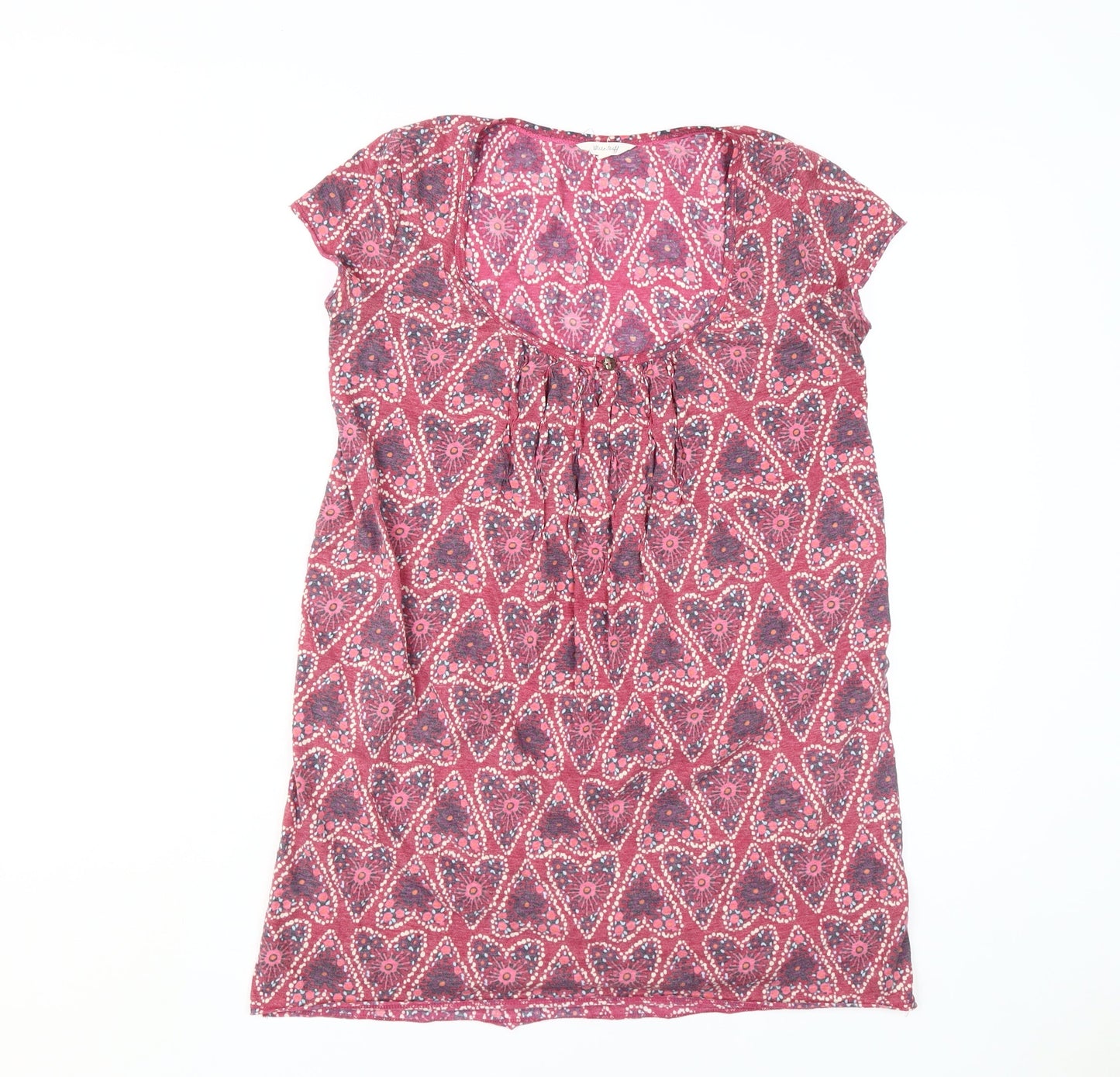 White Stuff Women's Pink Geometric Tunic Blouse Size 10