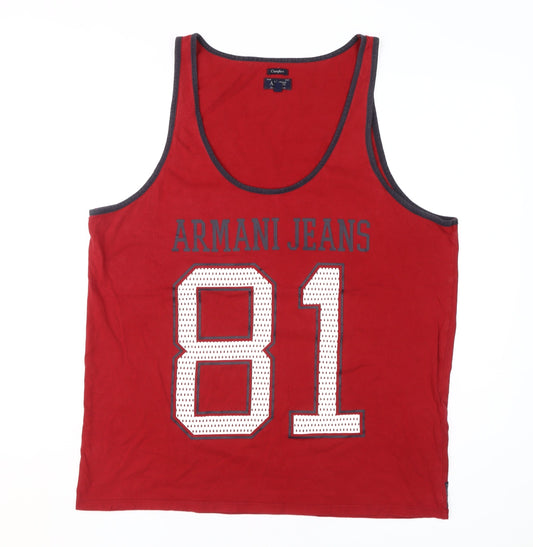 Armani Jeans Men's Red Sleeveless T-Shirt L