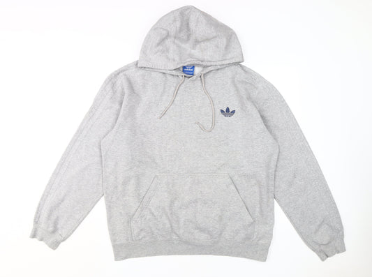 Adidas Men's Grey Pullover Hoodie, Size L