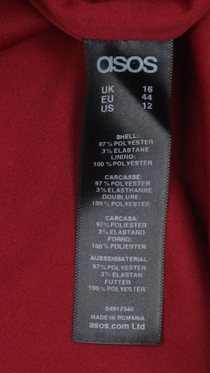 Close-up detail of ASOS Women's Red Sheath Dress, size 16, Formal