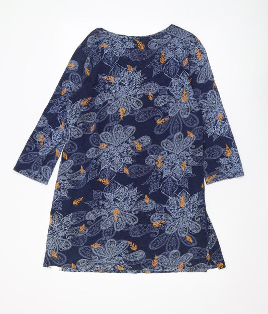 White Stuff Women's Blue Tunic, Floral Embroidered, Size 12