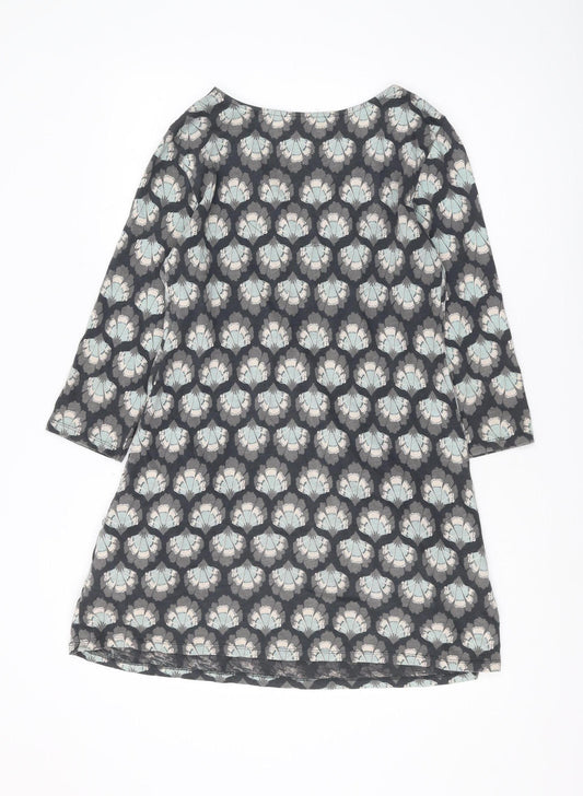 White Stuff Women's Grey Blue Floral Tunic Blouse, Size 14