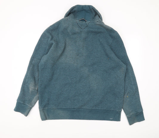Mens UK L Regular White Stuff Green Henley Sweatshirt