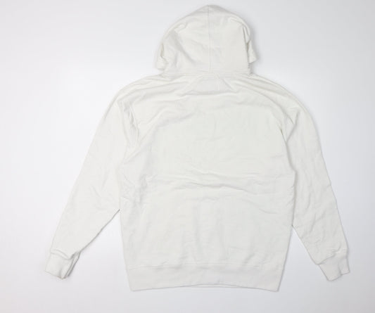 Champion Men's White Hoodie Large Graphic Logo