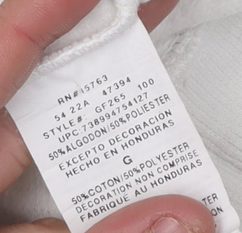 Champion Men's White Hoodie Large Graphic Logo