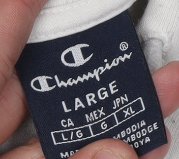 Champion Men's White Large Logo Hoodie