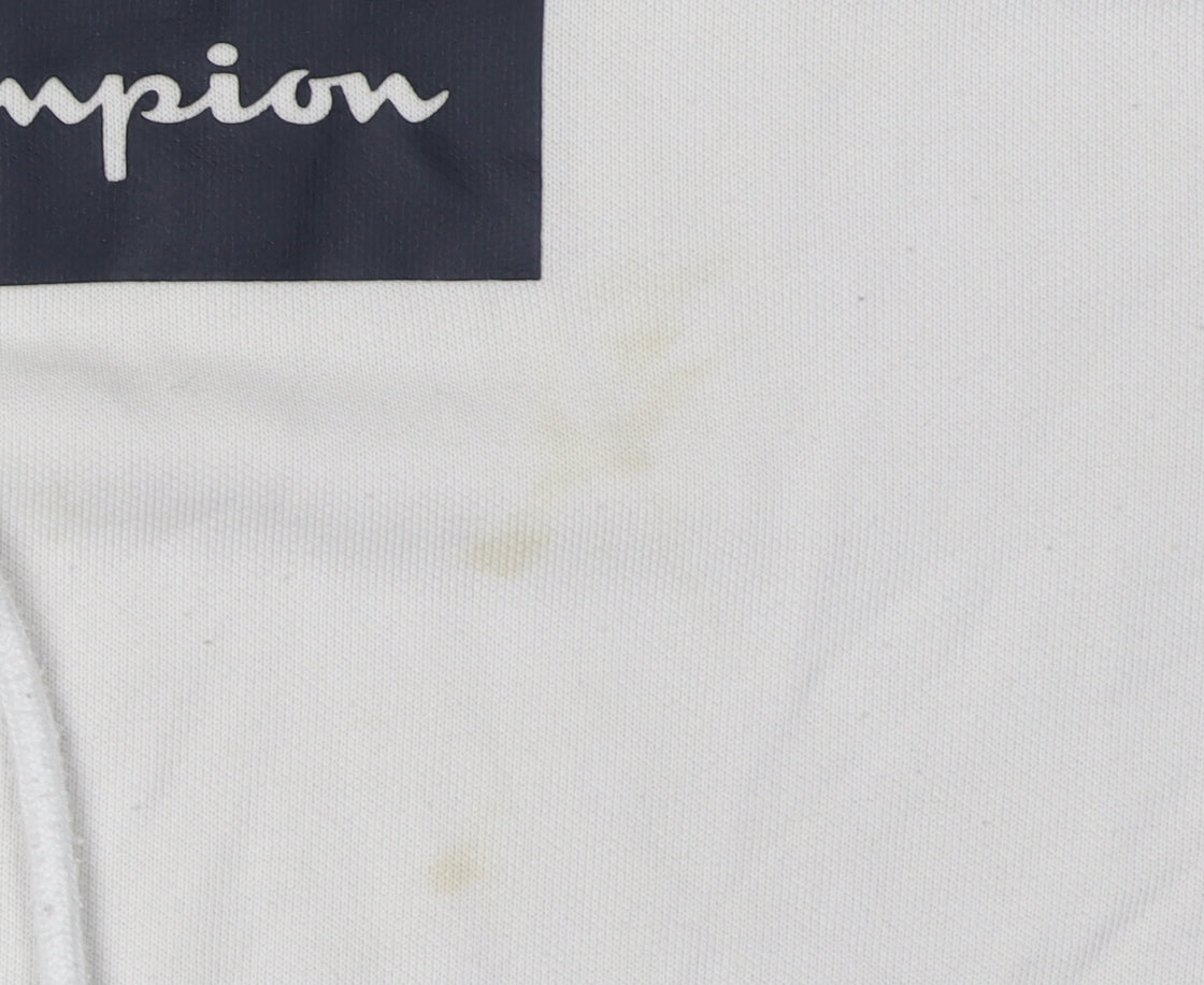 Champion Men's White Large Logo Hoodie