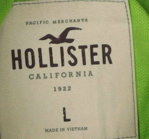 Hollister Men's Green Polo Shirt L Short Sleeve