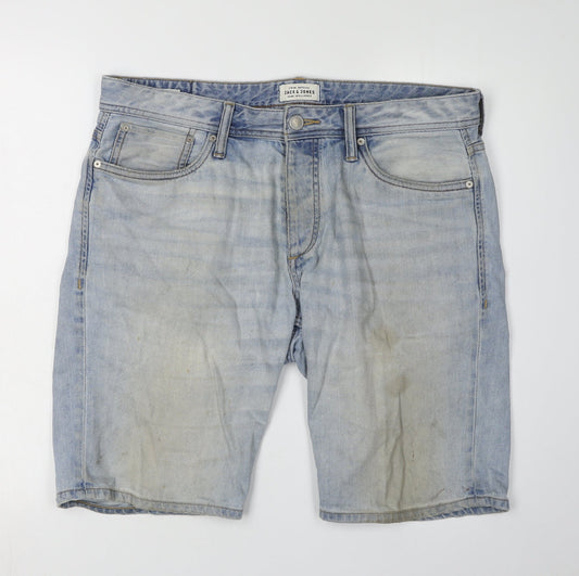 Jack & Jones Men's Blue Denim Shorts, Regular Fit, Size L