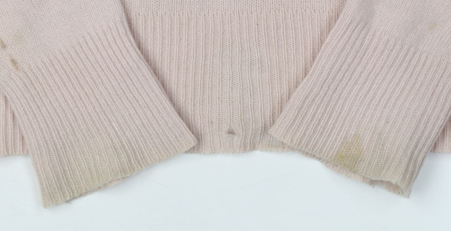 GANT Women's Pink Wool V-Neck Pullover Jumper Size S