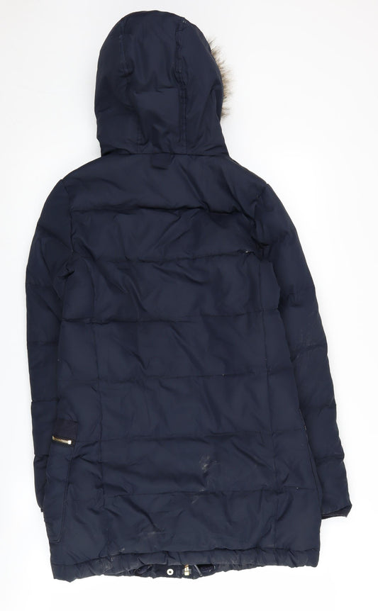Tom Joule Women's Blue Puffer Jacket Size 8, Hooded