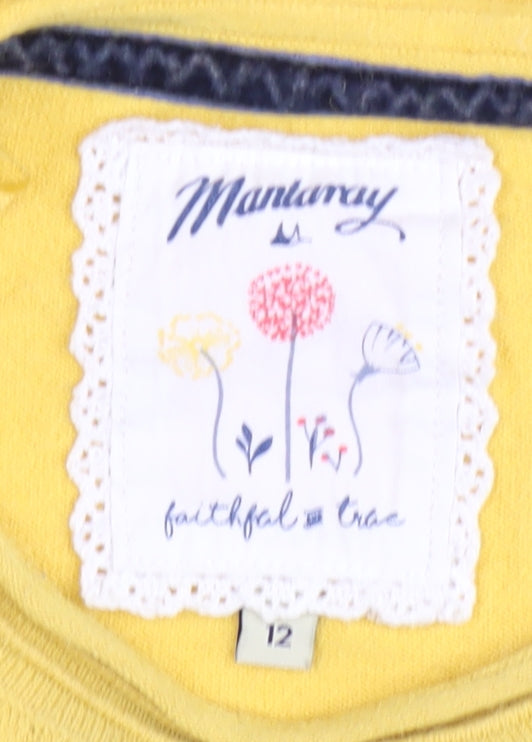 Brand and care label for Mantaray Women's Yellow jumper, size 12