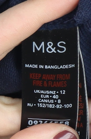 Marks and Spencer Women's Navy Full Zip Hoodie, Size 12
