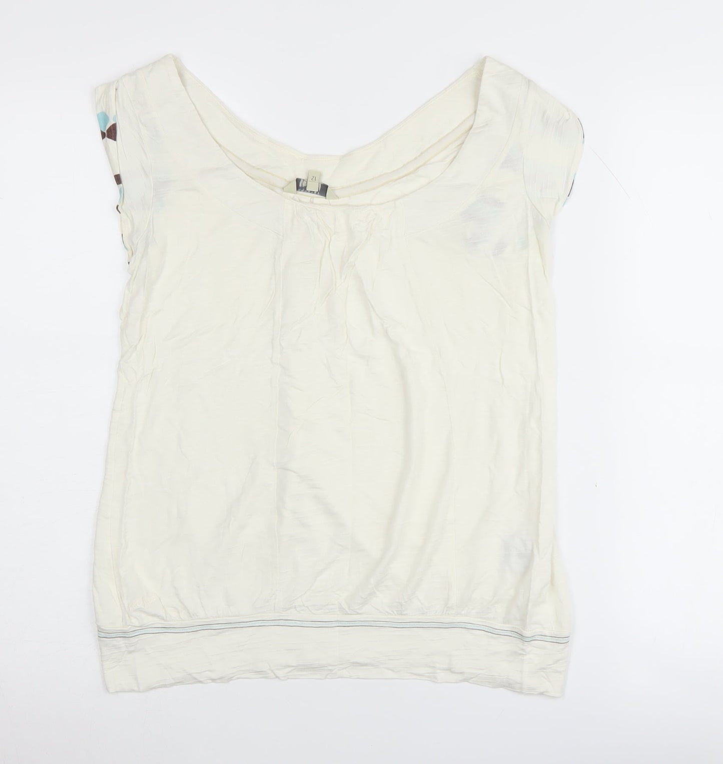 Fat Face Ivory Women's Blouse, Size 12, Scoop Neck