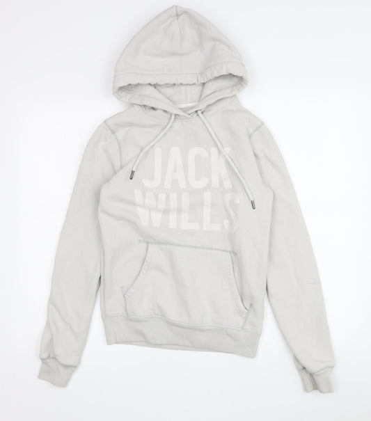 Womens UK 8 Regular Jack Wills Grey Pullover Hoodie