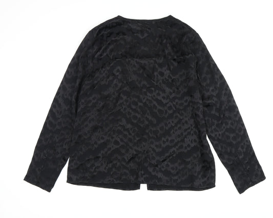 French Connection Women's Black Animal Print Blouse Size 14