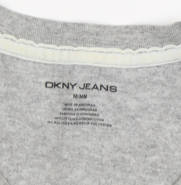 DKNY Jeans Men’s Grey V-Neck Graphic T-Shirt M