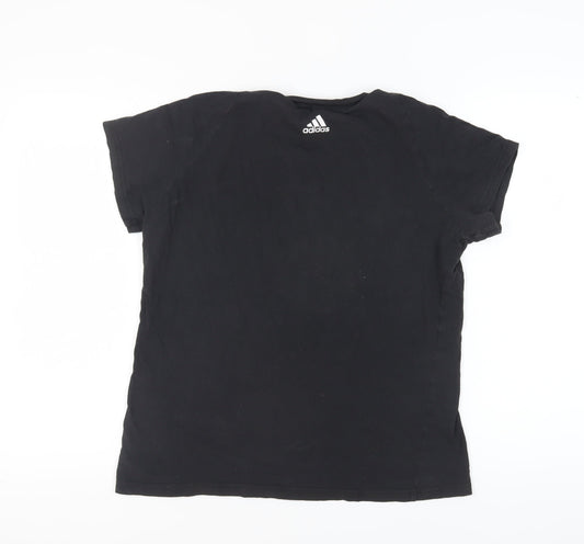 Adidas Women's Black XL T-Shirt, Short Sleeve, Cotton