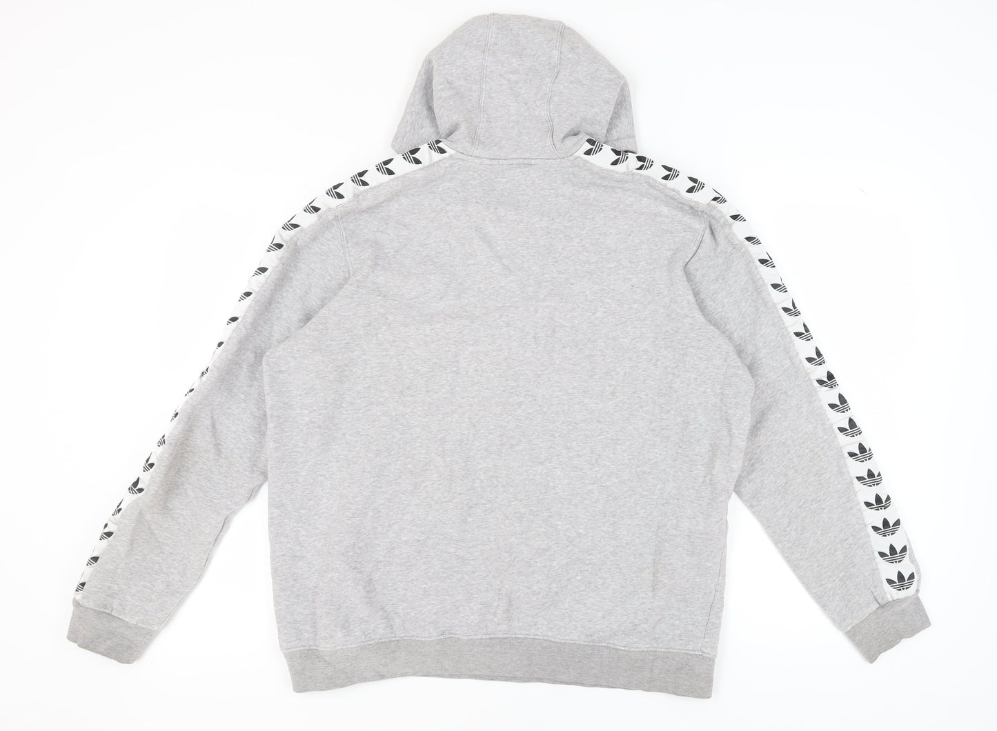 Adidas Men's Grey XL Pullover Hoodie with Logo Accents