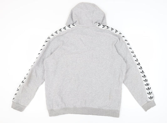 Adidas Men's Grey XL Pullover Hoodie with Logo Accents